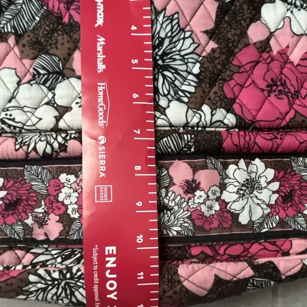 Vera Bradley Floral Pink Brown White computer bag size 15 x 12 x 4 inches